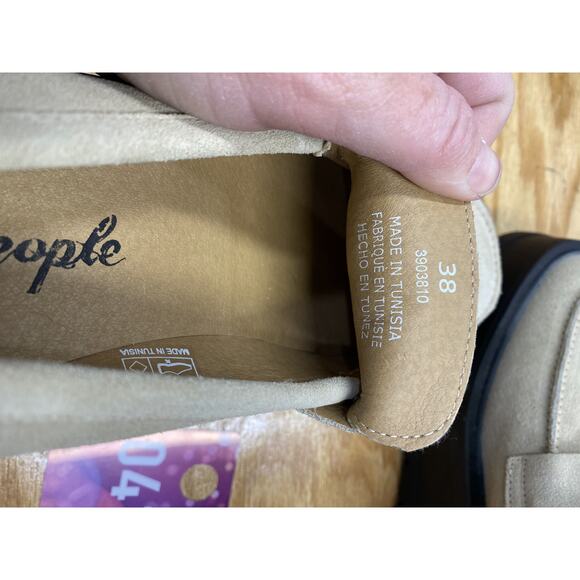 Free People Nico Women's 7 tan Suede Moc Toe Comfort Slip-On Platform Loafers - Picture 4 of 7